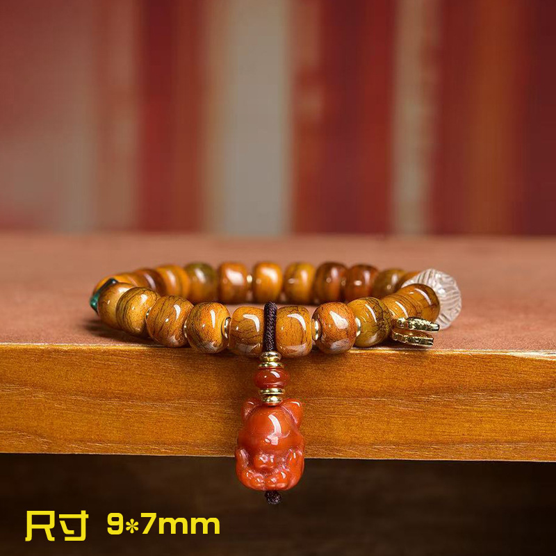 Vintage Collectible Glass - Rückfluss-Armband mit Yak-Knochenperlen, Einzelwickelarmband, tibetische Sammlerstücke,