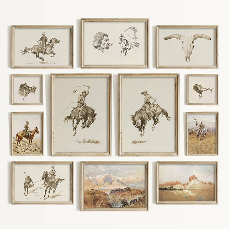 Vintage Toy Collector - Südwestlicher Cowboy-Wandkunst-Stil Vintage Western-Drucke Wohnzimmer-Dekoration Amerikanisches